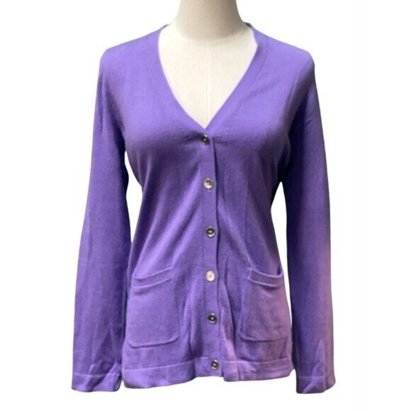 Talbots Long Sleeve V-Neck Orchid Purple Cotton Blend Cardigan Size S/P - Picture 1 of 5